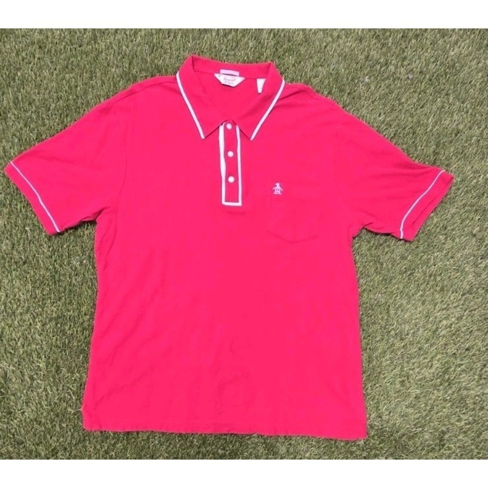 Original Penguin Munsingwear Polo Shirt Mens XXL Red Heritage Slim Fit Mod Retro